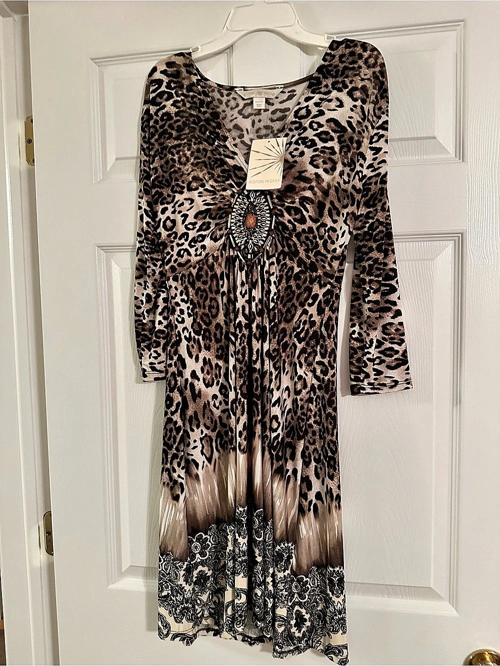 Boston Proper Women's Animal Print Midi Dress